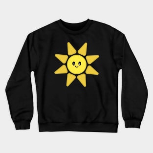 Kawaii Cute Happy Sun Character in Black Crewneck Sweatshirt
